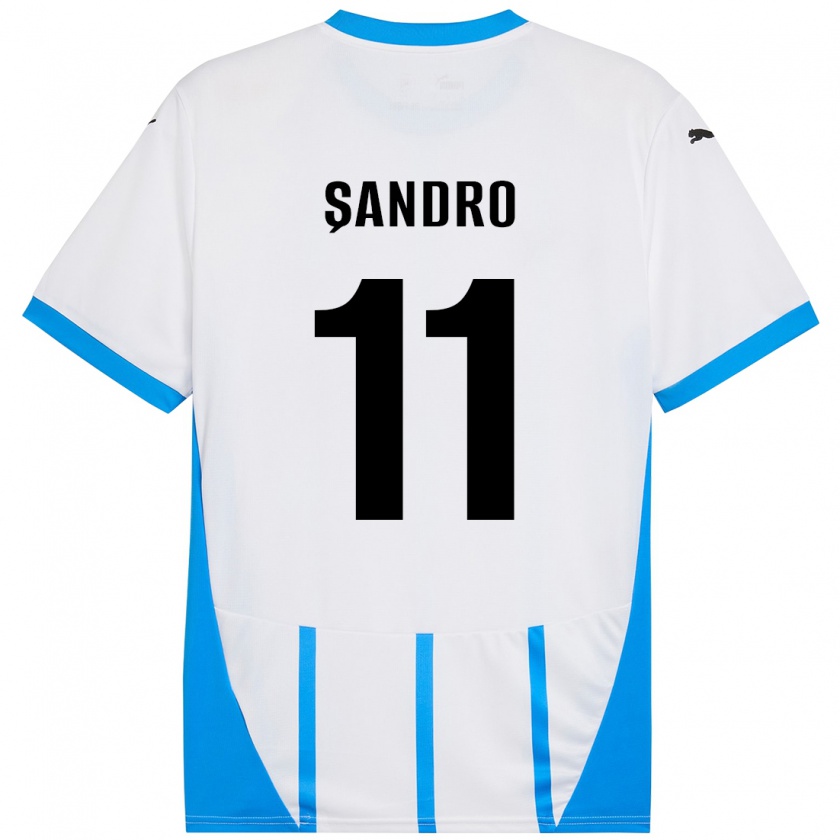 Kandiny Herren Denis Șandro #11 Weiß Blau Auswärtstrikot Trikot 2024/25 T-Shirt