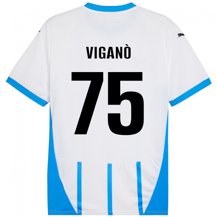 Kandiny Herren Lorenzo Viganò #75 Weiß Blau Auswärtstrikot Trikot 2024/25 T-Shirt