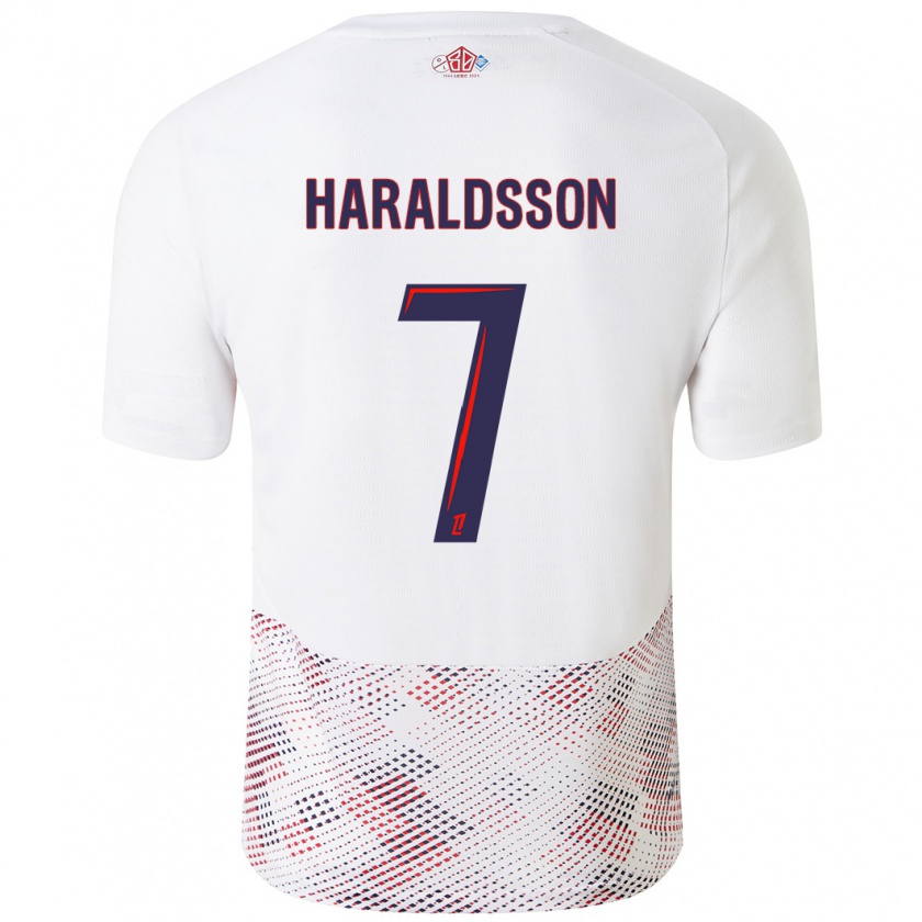 Kandiny Herren Hákon Arnar Haraldsson #7 Weiß Königsblau Auswärtstrikot Trikot 2024/25 T-Shirt