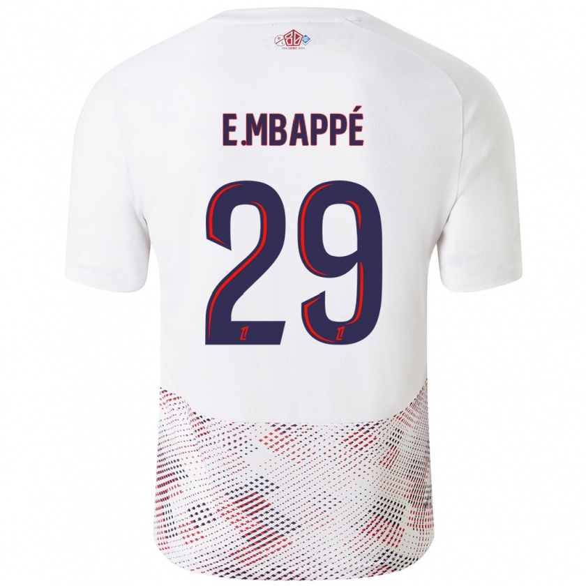 Kandiny Herren Ethan Mbappé #29 Weiß Königsblau Auswärtstrikot Trikot 2024/25 T-Shirt