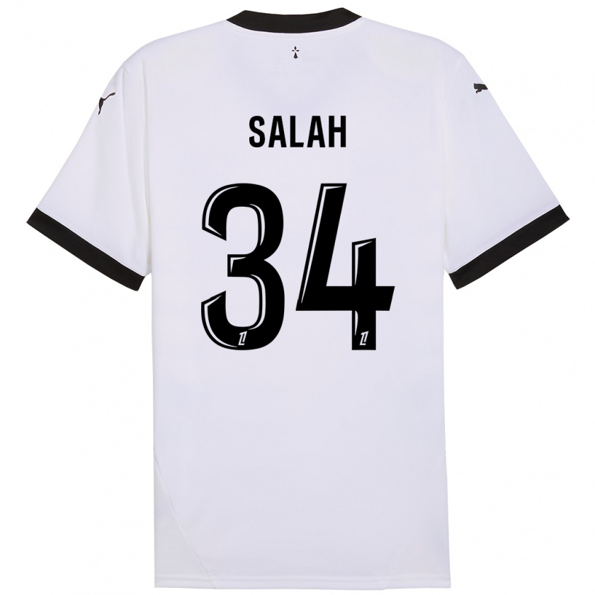 Kandiny Herren Ibrahim Salah #34 Weiß Schwarz Auswärtstrikot Trikot 2024/25 T-Shirt