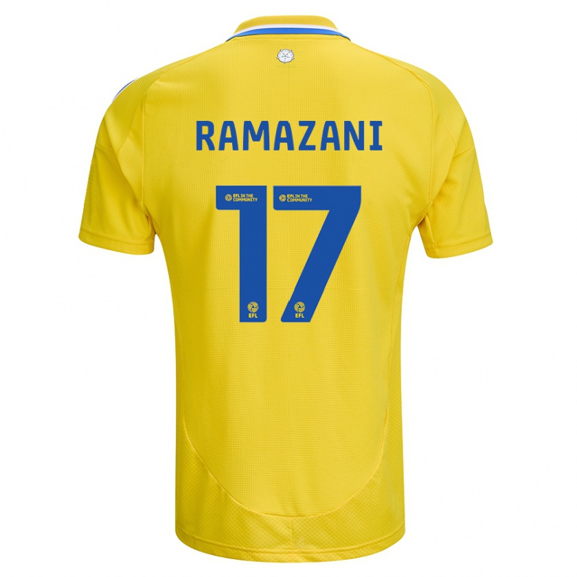 Kandiny Herren Largie Ramazani #17 Gelb Blau Auswärtstrikot Trikot 2024/25 T-Shirt