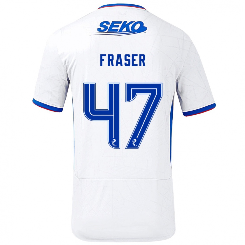 Kandiny Herren Robbie Fraser #47 Weiß Blau Auswärtstrikot Trikot 2024/25 T-Shirt