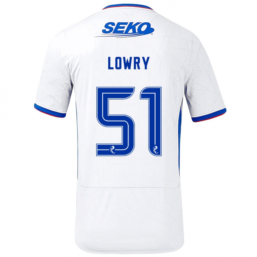 Kandiny Herren Alex Lowry #51 Weiß Blau Auswärtstrikot Trikot 2024/25 T-Shirt