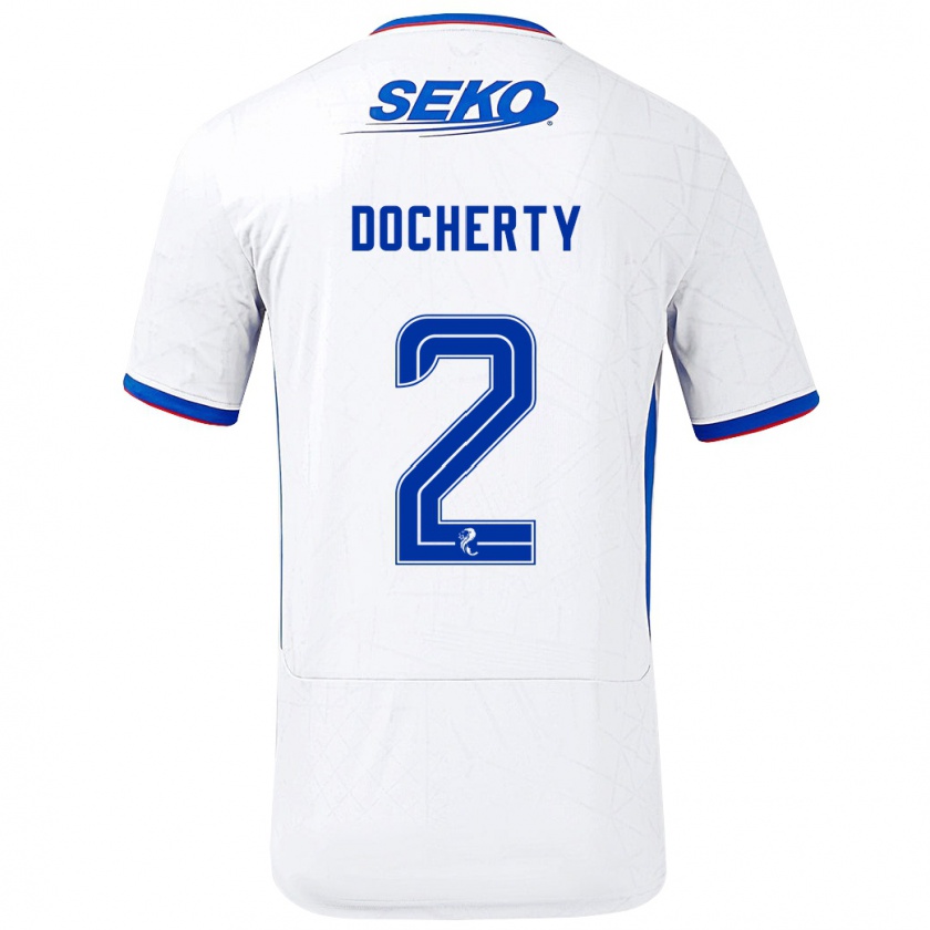 Kandiny Herren Nicola Docherty #2 Weiß Blau Auswärtstrikot Trikot 2024/25 T-Shirt