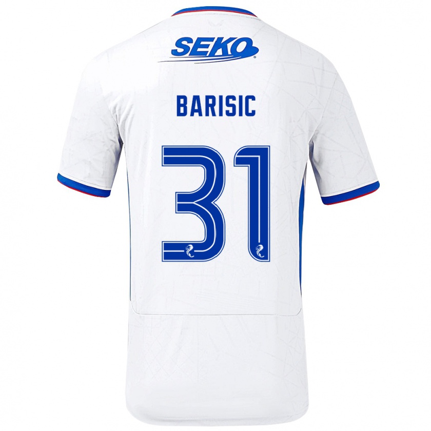 Kandiny Herren Borna Barisic #31 Weiß Blau Auswärtstrikot Trikot 2024/25 T-Shirt