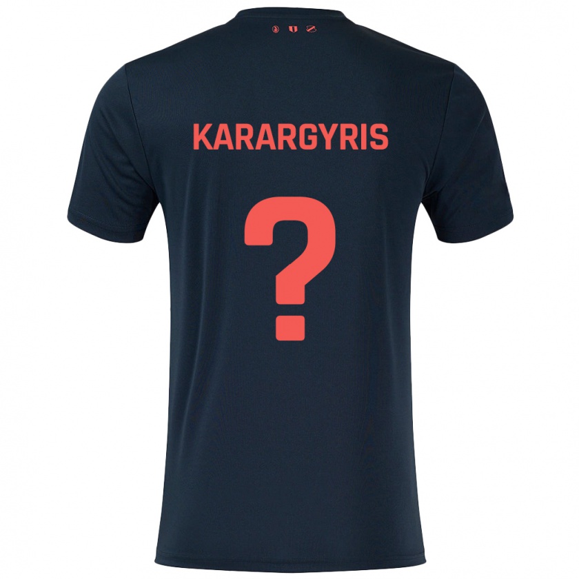 Kandiny Herren Zois Karargyris #0 Schwarz Rot Auswärtstrikot Trikot 2024/25 T-Shirt