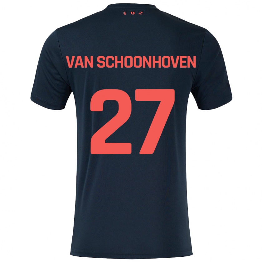 Kandiny Herren Nurija Van Schoonhoven #27 Schwarz Rot Auswärtstrikot Trikot 2024/25 T-Shirt