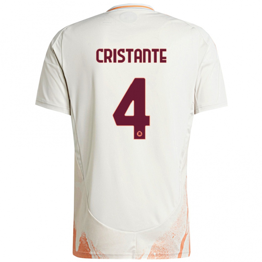 Kandiny Herren Bryan Cristante #4 Cremeweiß Orange Auswärtstrikot Trikot 2024/25 T-Shirt