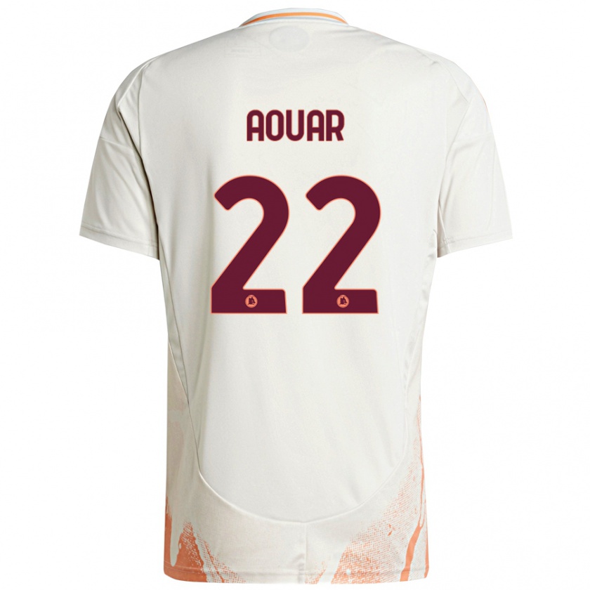 Kandiny Herren Houssem Aouar #22 Cremeweiß Orange Auswärtstrikot Trikot 2024/25 T-Shirt