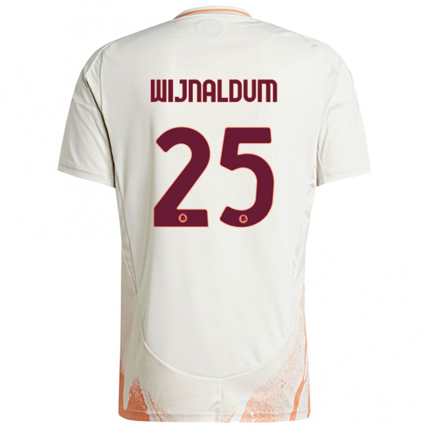 Kandiny Herren Georginio Wijnaldum #25 Cremeweiß Orange Auswärtstrikot Trikot 2024/25 T-Shirt