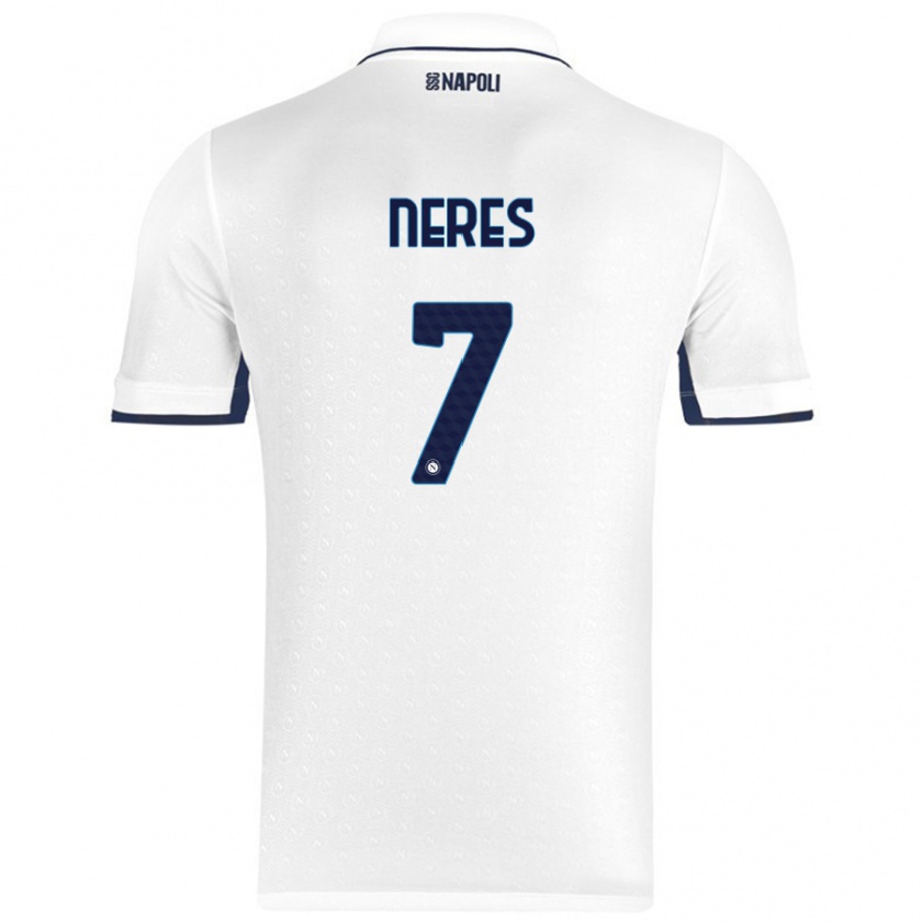 Kandiny Herren David Neres #7 Weiß Königsblau Auswärtstrikot Trikot 2024/25 T-Shirt