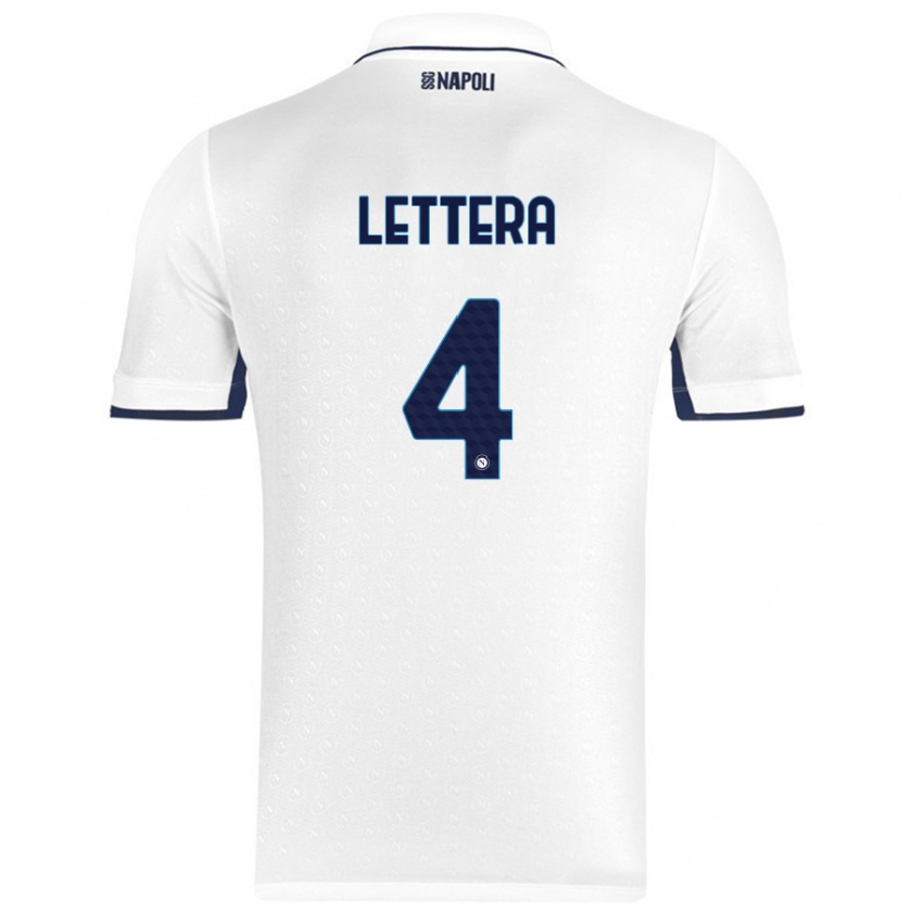 Kandiny Herren Alessio Lettera #4 Weiß Königsblau Auswärtstrikot Trikot 2024/25 T-Shirt