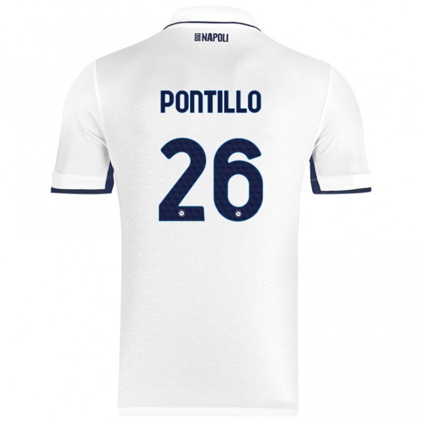 Kandiny Herren Pasquale Pontillo #26 Weiß Königsblau Auswärtstrikot Trikot 2024/25 T-Shirt