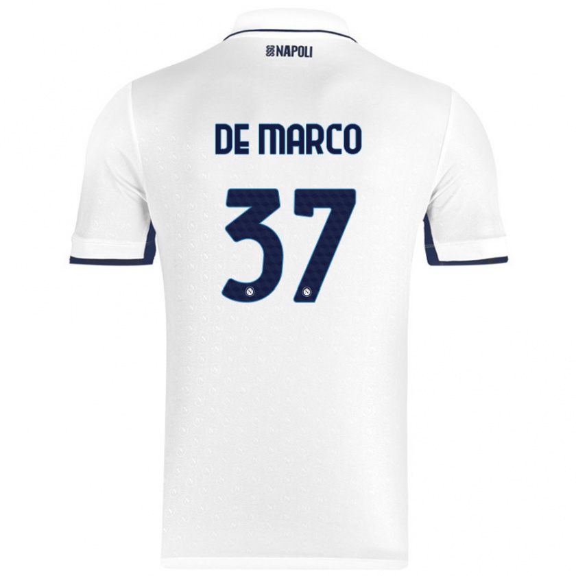 Kandiny Herren Francesco De Marco #37 Weiß Königsblau Auswärtstrikot Trikot 2024/25 T-Shirt