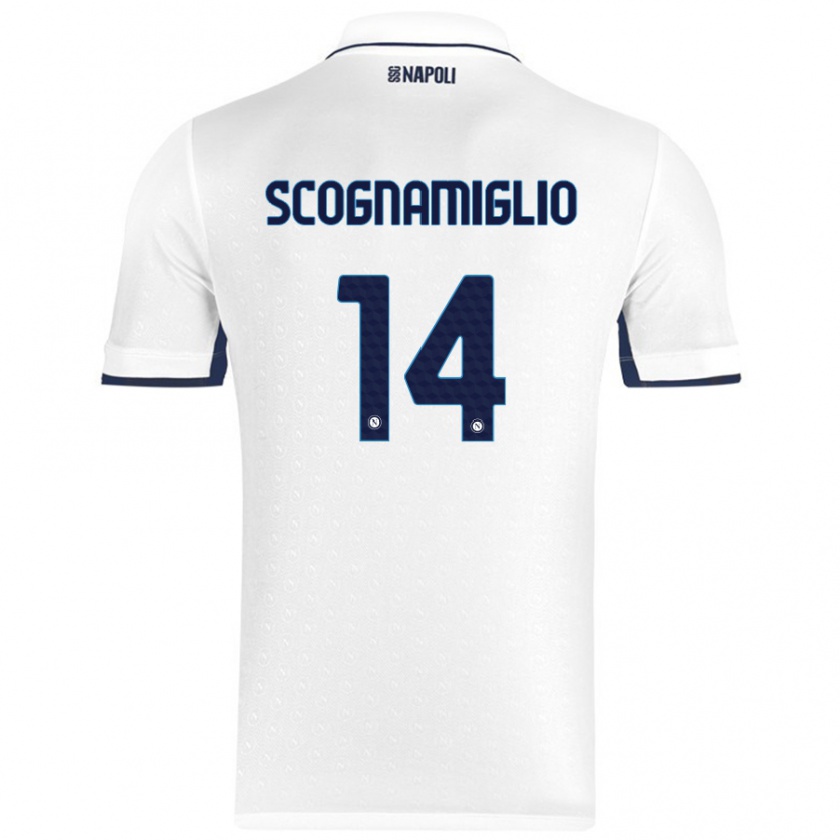 Kandiny Herren Fabio Scognamiglio #14 Weiß Königsblau Auswärtstrikot Trikot 2024/25 T-Shirt