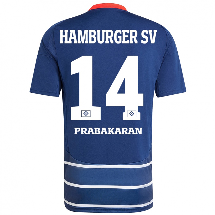 Kandiny Herren Nilavan Prabakaran #14 Dunkelblau Auswärtstrikot Trikot 2024/25 T-Shirt