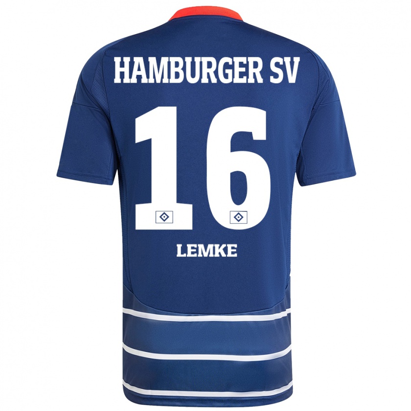 Kandiny Herren Louis Lemke #16 Dunkelblau Auswärtstrikot Trikot 2024/25 T-Shirt