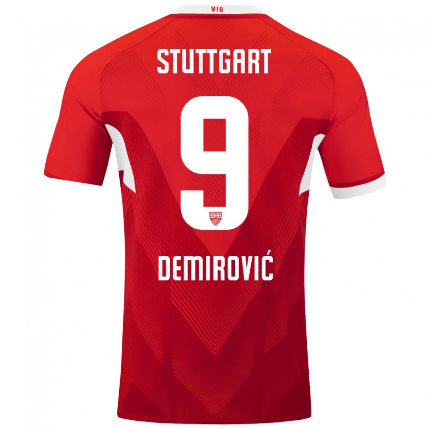 Kandiny Herren Ermedin Demirovic #9 Rot Weiß Auswärtstrikot Trikot 2024/25 T-Shirt