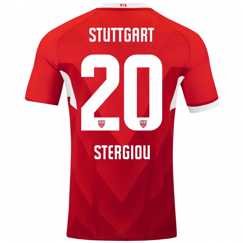 Kandiny Herren Leonidas Stergiou #20 Rot Weiß Auswärtstrikot Trikot 2024/25 T-Shirt