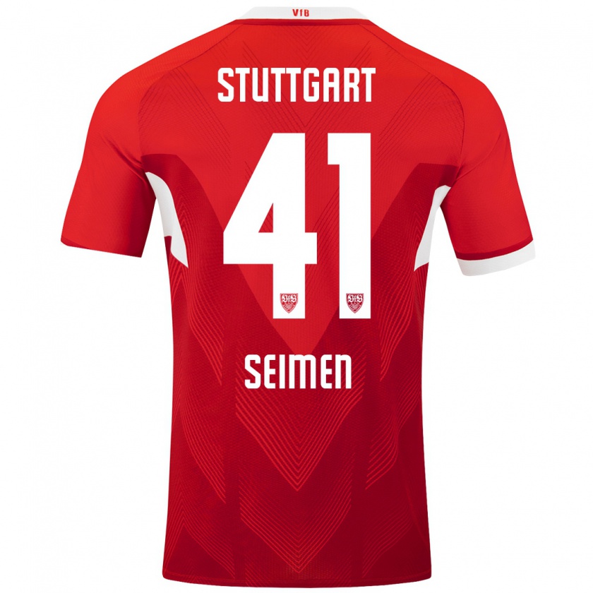 Kandiny Herren Dennis Seimen #41 Rot Weiß Auswärtstrikot Trikot 2024/25 T-Shirt