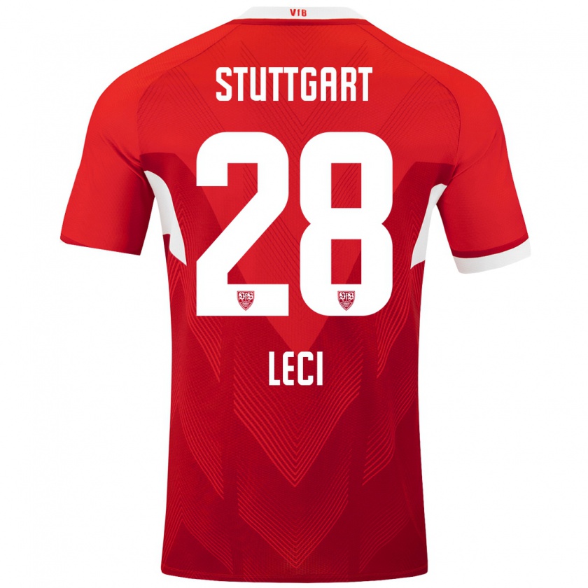 Kandiny Herren Besarta Leci #28 Rot Weiß Auswärtstrikot Trikot 2024/25 T-Shirt