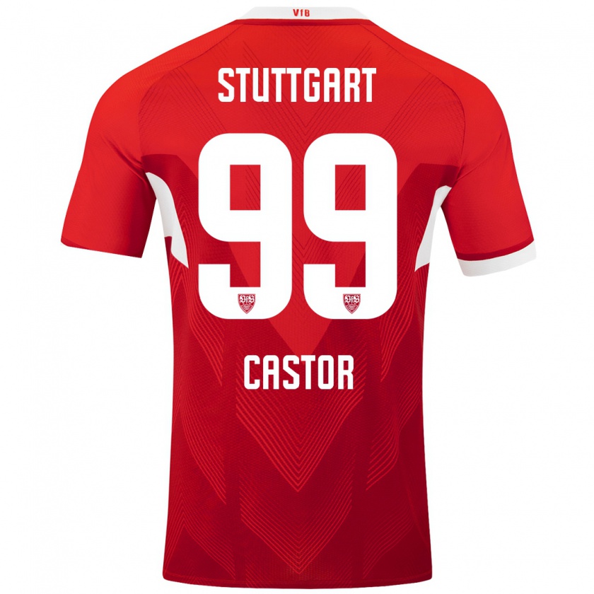 Kandiny Herren Gillian Castor #99 Rot Weiß Auswärtstrikot Trikot 2024/25 T-Shirt