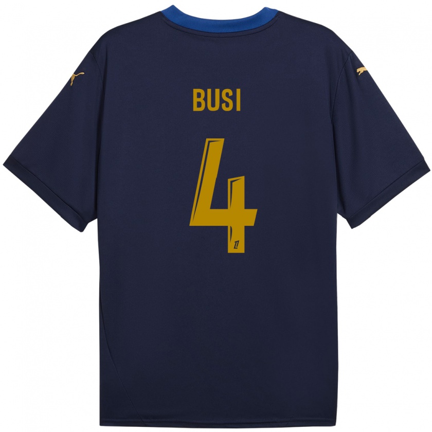 Kandiny Herren Maxime Busi #4 Marineblau Gold Auswärtstrikot Trikot 2024/25 T-Shirt