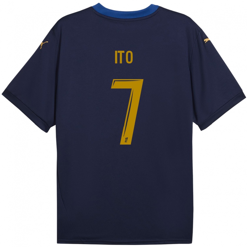 Kandiny Herren Junya Ito #7 Marineblau Gold Auswärtstrikot Trikot 2024/25 T-Shirt