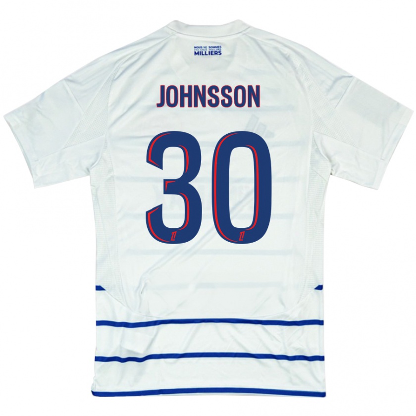 Kandiny Herren Karl-Johan Johnsson #30 Weiß Blau Auswärtstrikot Trikot 2024/25 T-Shirt