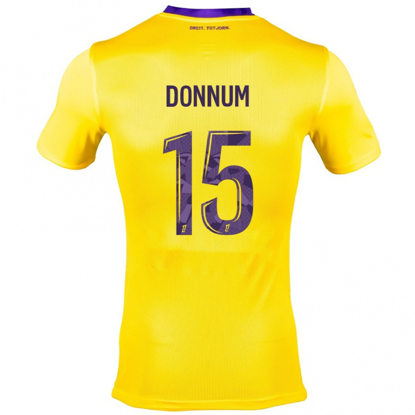 Kandiny Herren Aron Dønnum #15 Gelb Lila Auswärtstrikot Trikot 2024/25 T-Shirt