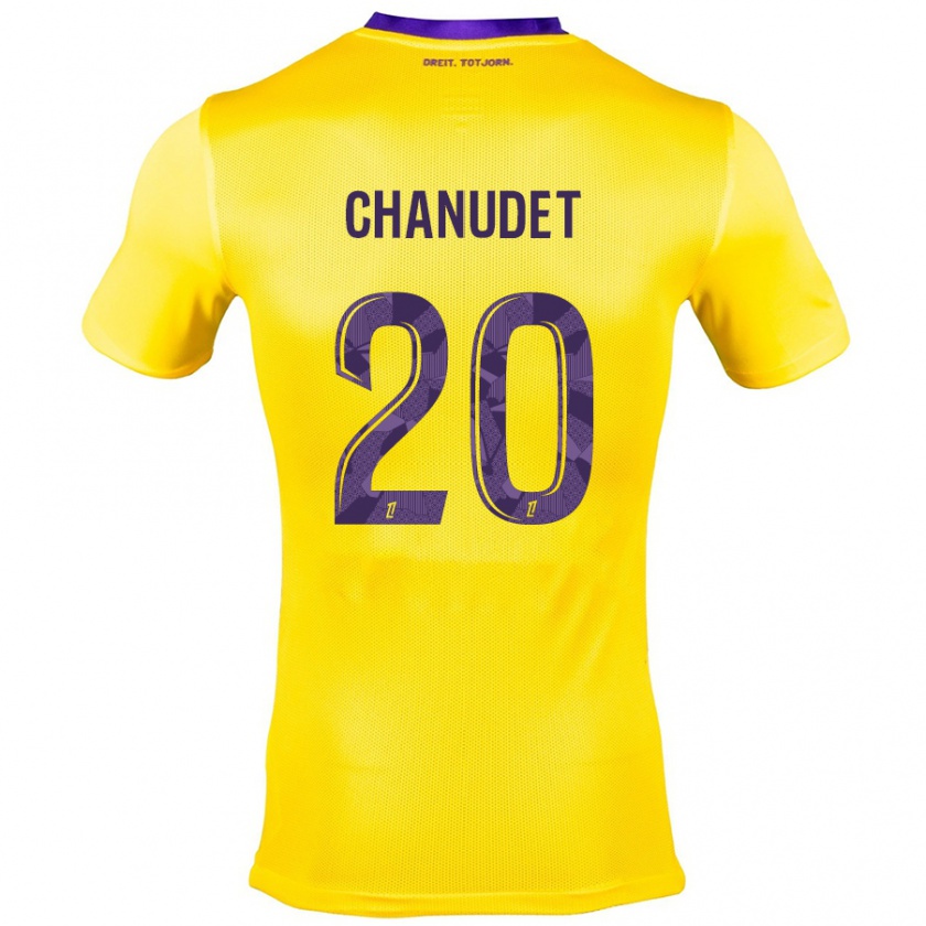 Kandiny Herren Coralie Chanudet #20 Gelb Lila Auswärtstrikot Trikot 2024/25 T-Shirt