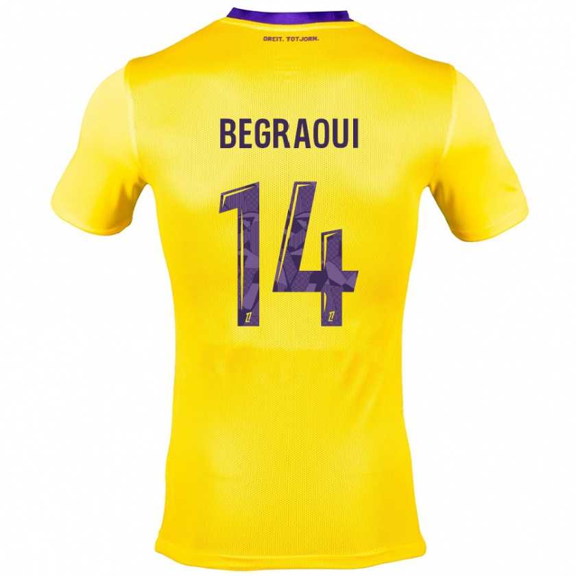 Kandiny Herren Yanis Begraoui #14 Gelb Lila Auswärtstrikot Trikot 2024/25 T-Shirt