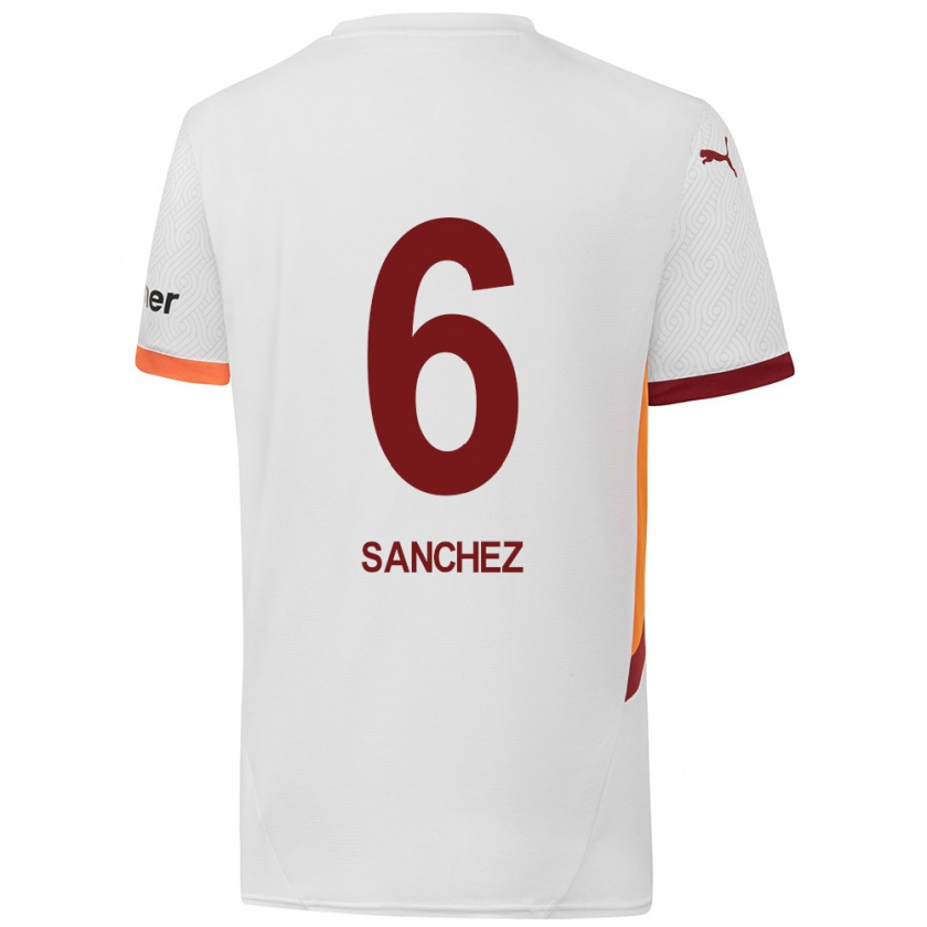 Kandiny Herren Davinson Sánchez #6 Weiß Gelb Rot Auswärtstrikot Trikot 2024/25 T-Shirt