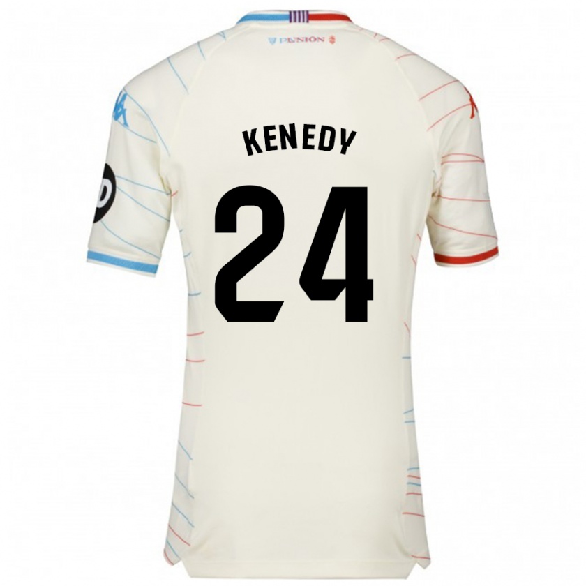 Kandiny Herren Kenedy #24 Weiß Rot Blau Auswärtstrikot Trikot 2024/25 T-Shirt