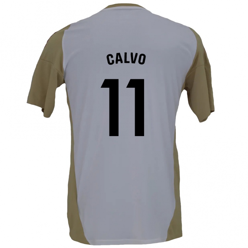 Kandiny Herren Álex Calvo #11 Braunweiß Auswärtstrikot Trikot 2024/25 T-Shirt