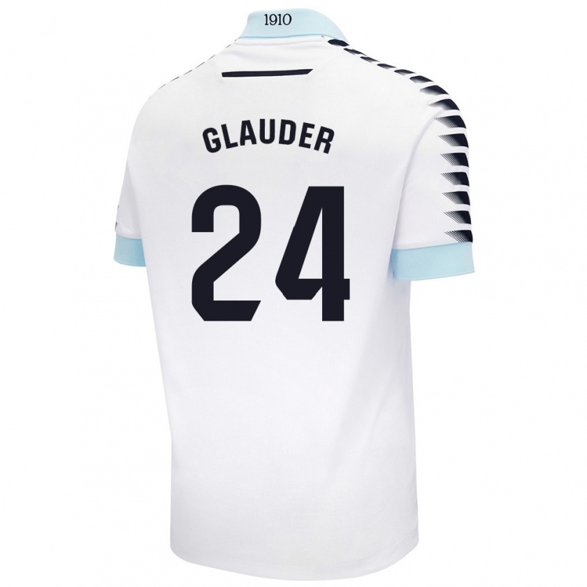 Kandiny Herren Cristian Glauder #24 Weiß Blau Auswärtstrikot Trikot 2024/25 T-Shirt