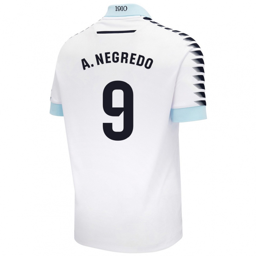 Kandiny Herren Álvaro Negredo #9 Weiß Blau Auswärtstrikot Trikot 2024/25 T-Shirt