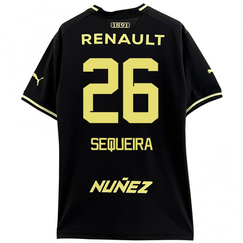 Kandiny Herren Leonardo Sequeira #26 Schwarz Gelb Auswärtstrikot Trikot 2024/25 T-Shirt