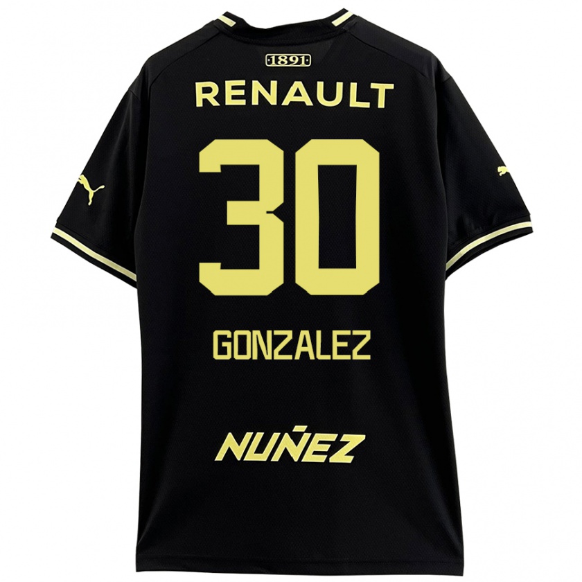 Kandiny Herren Ángel González #30 Schwarz Gelb Auswärtstrikot Trikot 2024/25 T-Shirt