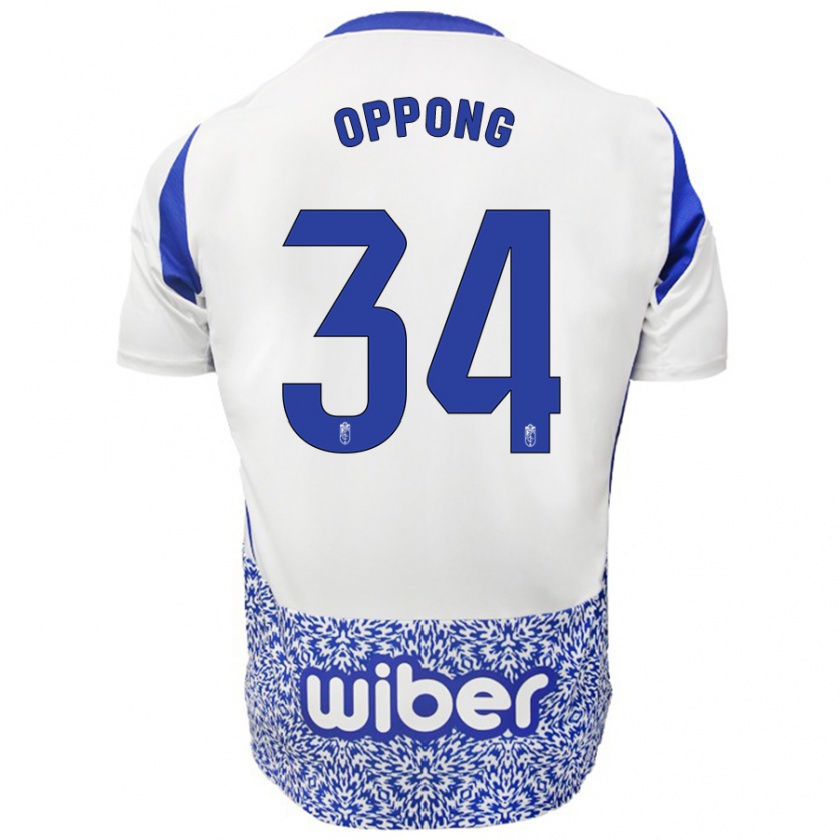 Kandiny Herren Oscar Naasei Oppong #34 Weiß Blau Auswärtstrikot Trikot 2024/25 T-Shirt