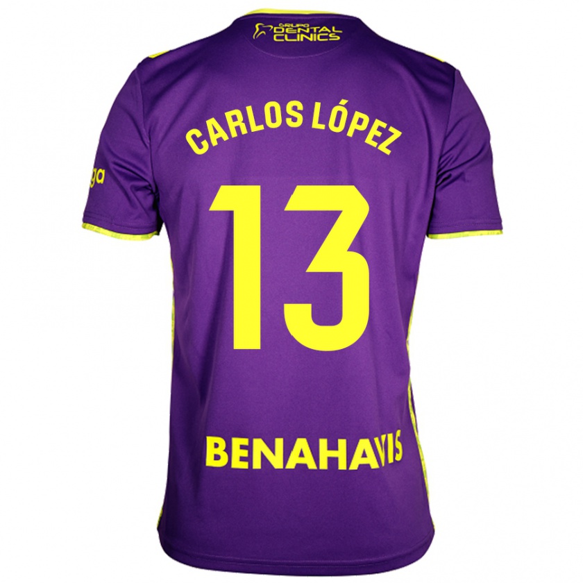 Kandiny Herren Carlos López #13 Lila Gelb Auswärtstrikot Trikot 2024/25 T-Shirt