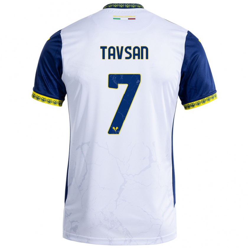 Kandiny Herren Elayis Tavsan #7 Weiß Blau Auswärtstrikot Trikot 2024/25 T-Shirt