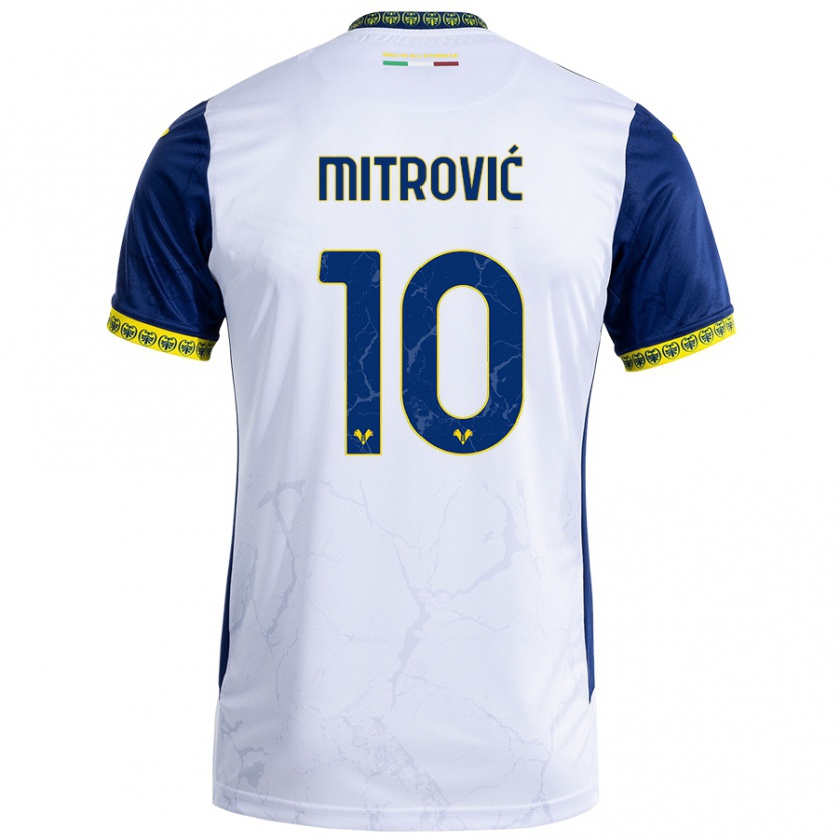 Kandiny Herren Stefan Mitrović #10 Weiß Blau Auswärtstrikot Trikot 2024/25 T-Shirt