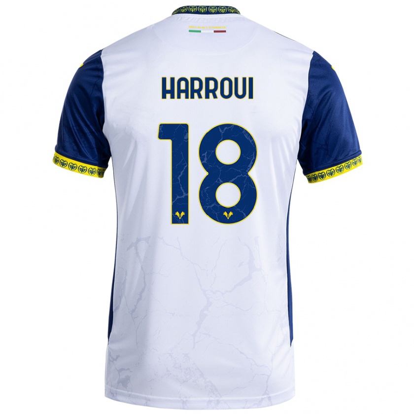 Kandiny Herren Abdou Harroui #18 Weiß Blau Auswärtstrikot Trikot 2024/25 T-Shirt