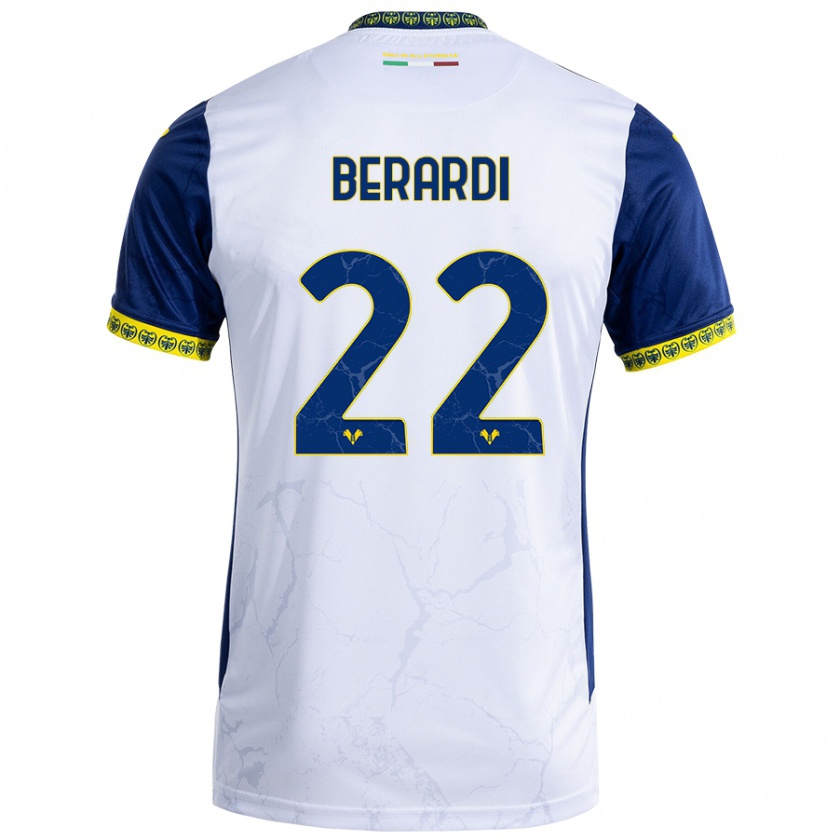 Kandiny Herren Alessandro Berardi #22 Weiß Blau Auswärtstrikot Trikot 2024/25 T-Shirt