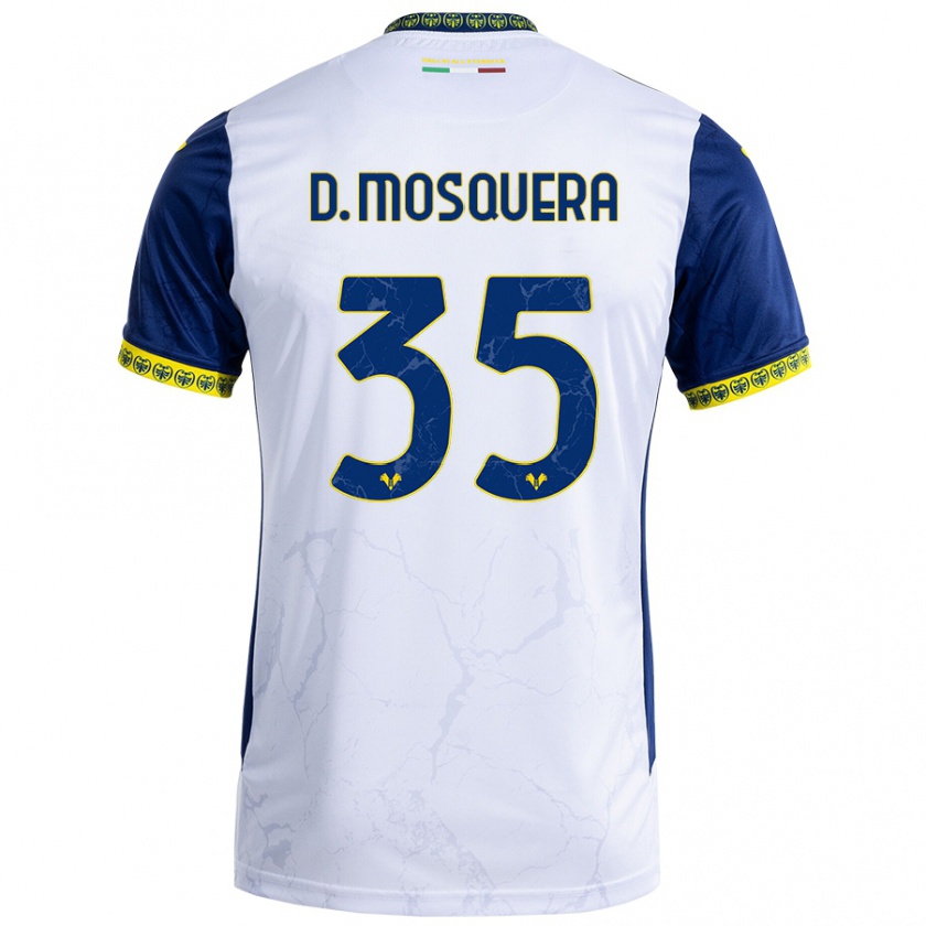 Kandiny Herren Daniel Mosquera #35 Weiß Blau Auswärtstrikot Trikot 2024/25 T-Shirt