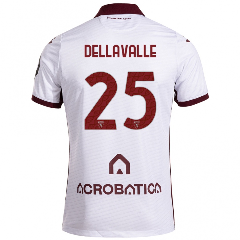 Kandiny Herren Alessandro Dellavalle #25 Weiß Kastanienbraun Auswärtstrikot Trikot 2024/25 T-Shirt