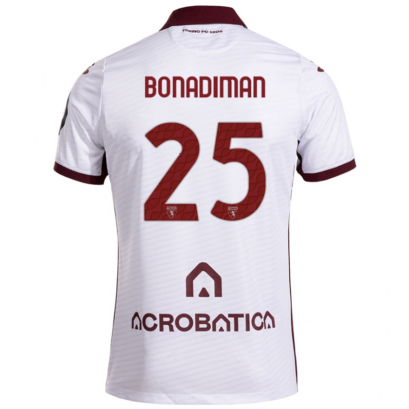 Kandiny Herren Matteo Bonadiman #25 Weiß Kastanienbraun Auswärtstrikot Trikot 2024/25 T-Shirt