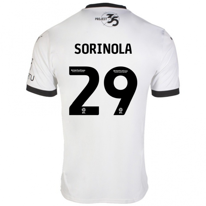 Kandiny Herren Matthew Sorinola #29 Weiß Schwarz Auswärtstrikot Trikot 2024/25 T-Shirt